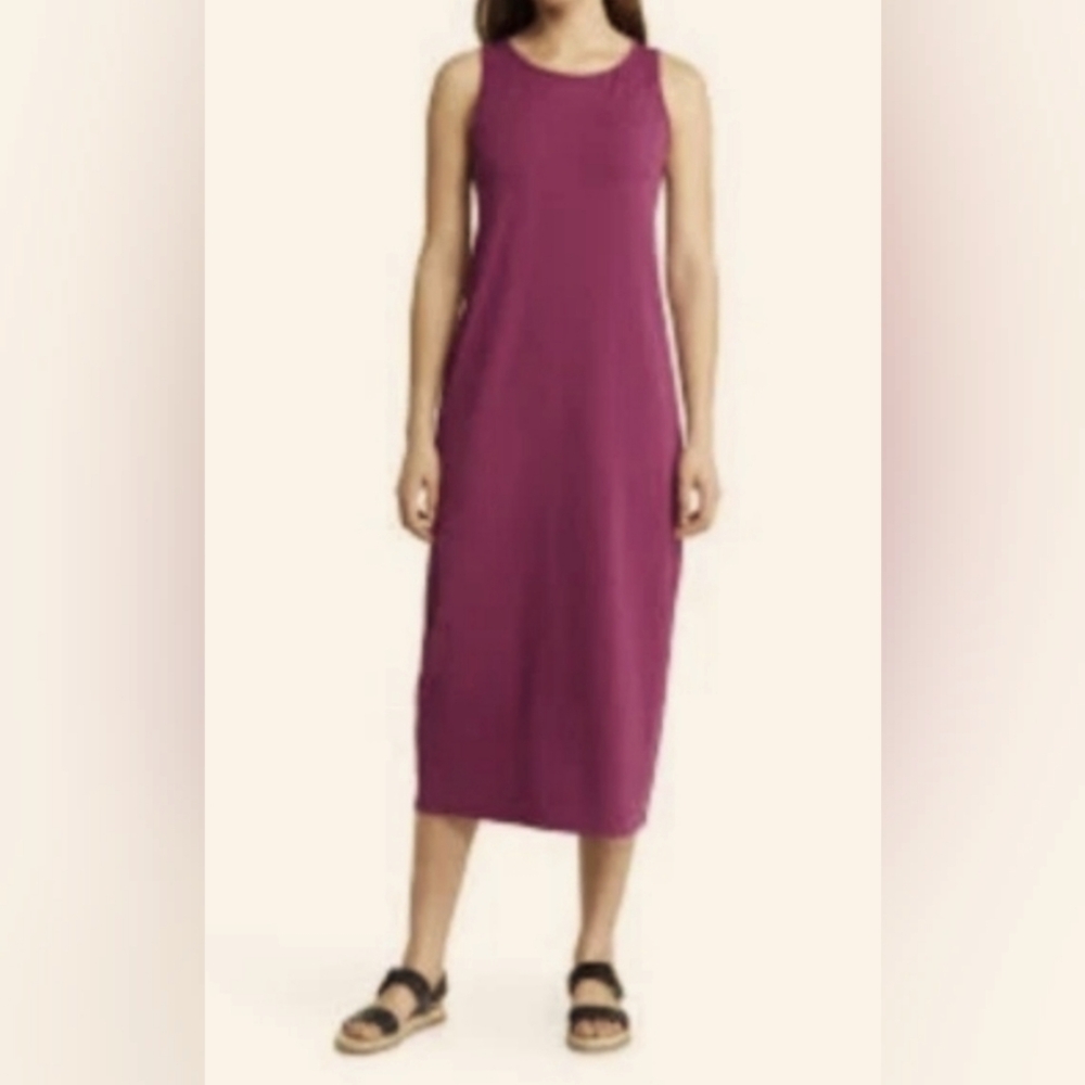 Eileen Fisher Sleeveless Magenta Midi Dress
